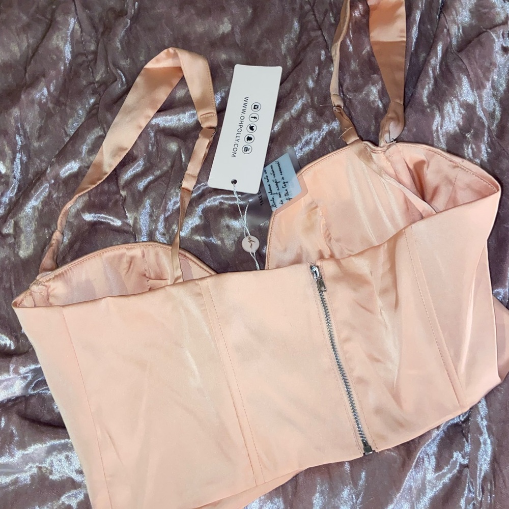 Oh Polly pink satin corset top